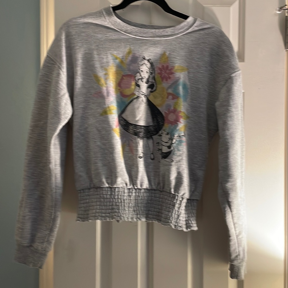 Gray Alice in wonderland graphic sweatshirt